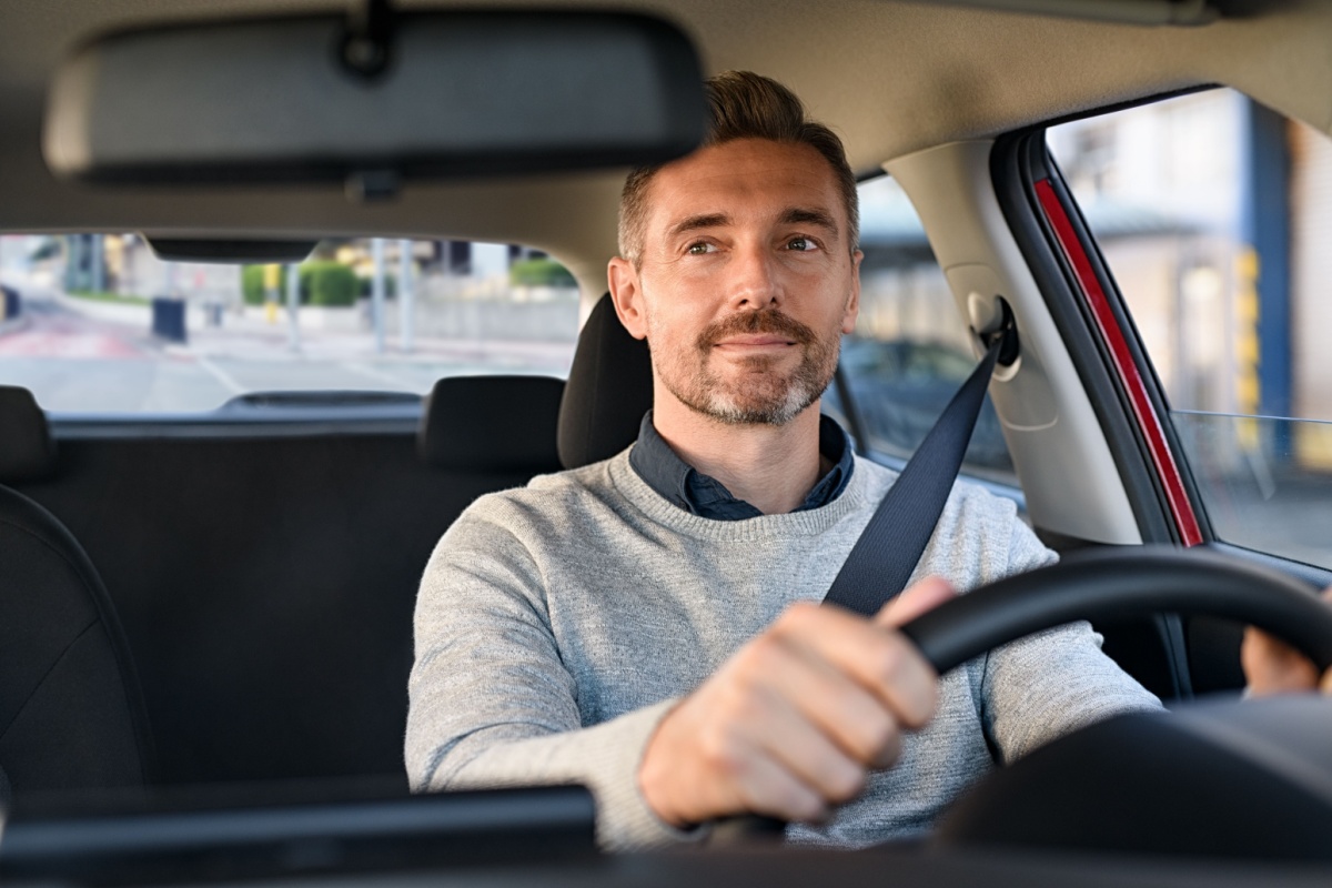 Man driving without anxiety