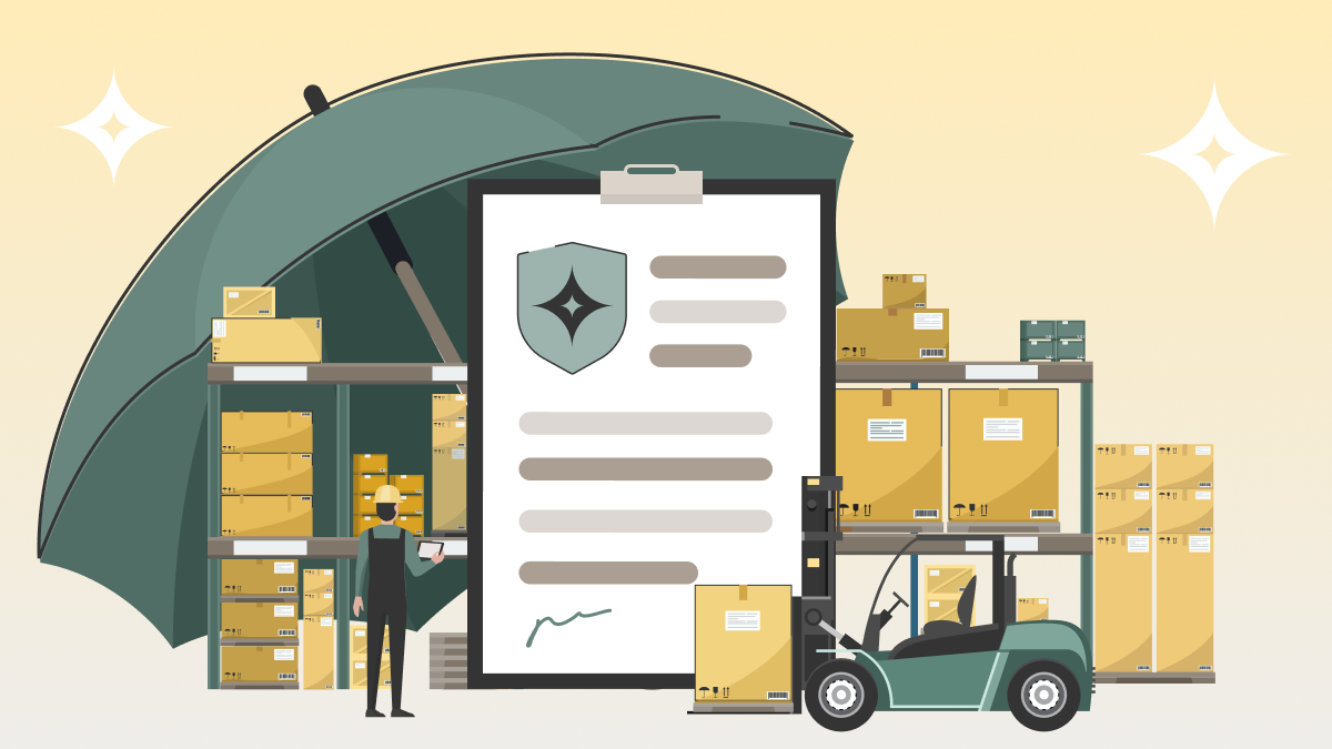 Graphic of blanket insurance covering business inventory